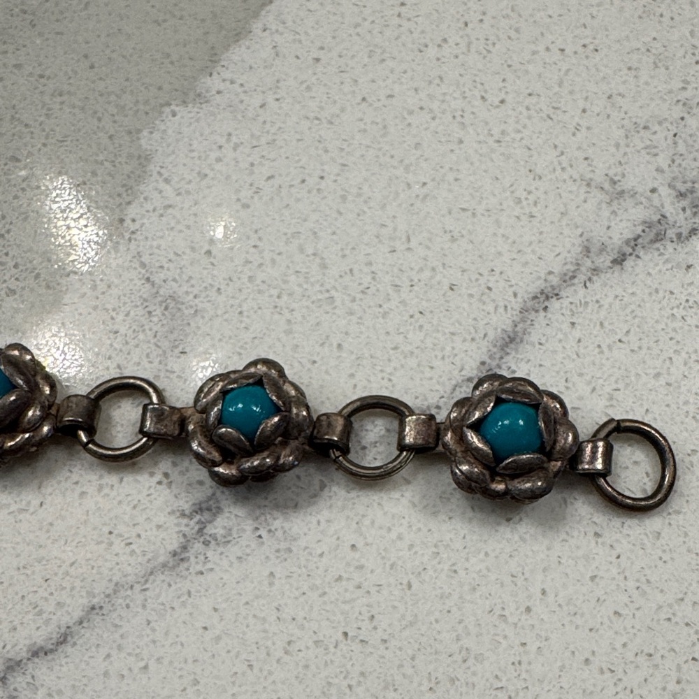 Children’s Silver and turquoise bracelet - Picture 3 of 5